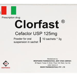Bột pha hỗn dịch uống Clorfast 125mg trị nhiễm khuẩn (10 gói x 3g)