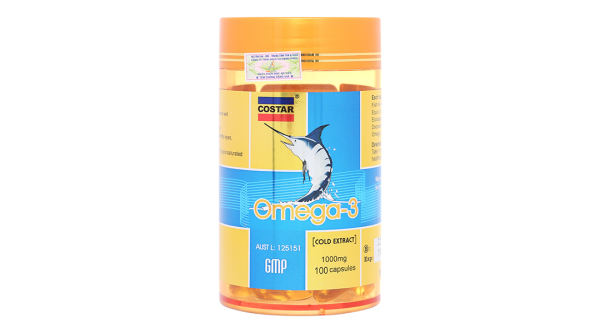 Dầu cá Costar Omega-3 hỗ trợ giảm mỡ máu, tốt cho tim mạch lọ 100 viên
