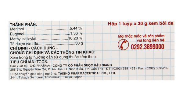 Kem bôi da Counterpain giảm đau trong các trường hợp đau cơ, bong gân tuýp 30g