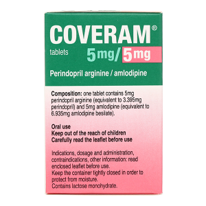 Coveram 5mg/5mg trị tăng huyết áp, mạch vành hộp 30 viên