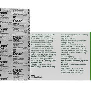 Creon 25000 bổ sung men tụy (2 vỉ x 10 viên)