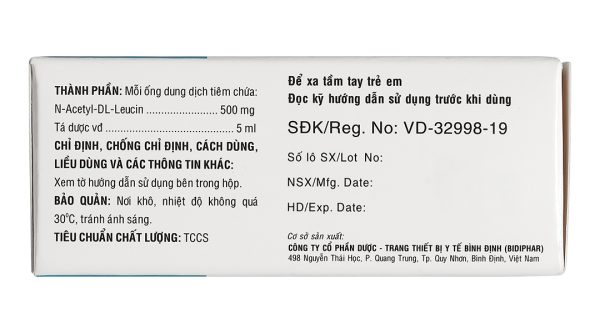 Dung dịch tiêm Aleucin 500mg/5ml điều trị triệu chứng chóng mặt (10 ống x 5ml)