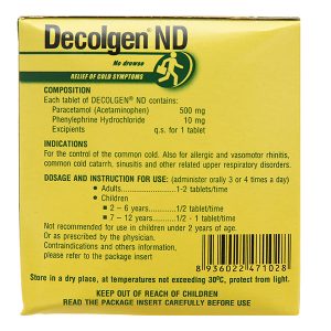 Decolgen ND trị triệu chứng cảm thông thường, viêm mũi dị ứng (25 vỉ x 4 viên)