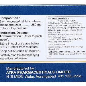 Deworm 250mg trị sán lá gan, lá phổi (1 vỉ x 4 viên)