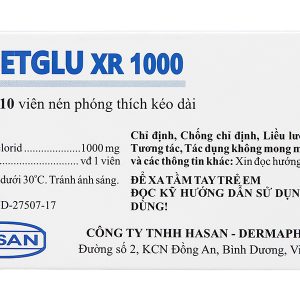 DH-Metglu XR 1000 trị đái tháo đường tuýp 2 (5 vỉ x 10 viên)