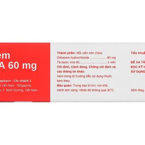 Diltiazem Stella 60mg trị và dự phòng đau thắt ngực (3 vỉ x 10 viên)