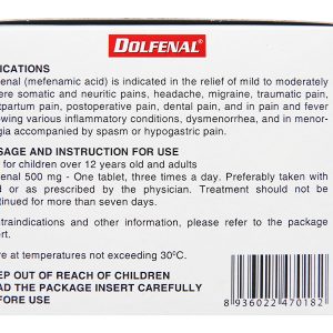 Dolfenal 500mg trị cơn đau nhẹ đến trung bình (25 vỉ x 4 viên)
