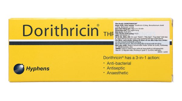 Viên ngậm Dorithricin trị viêm họng, đau họng (2 vỉ x 10 viên)