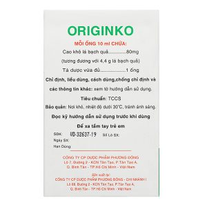 Dung dịch uống Originko trị suy giảm trí nhớ, suy tuần hoàn não (20 ống x 10ml)