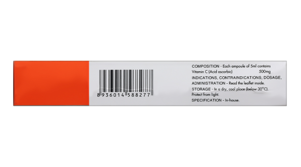 Dung dịch tiêm bắp Lanocorbic 500mg/5ml trị bệnh scorbut (6 ống x 5ml)