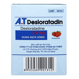 Dung dịch uống A.T Desloratadin trị viêm mũi, mề đay (30 ống x 5ml)