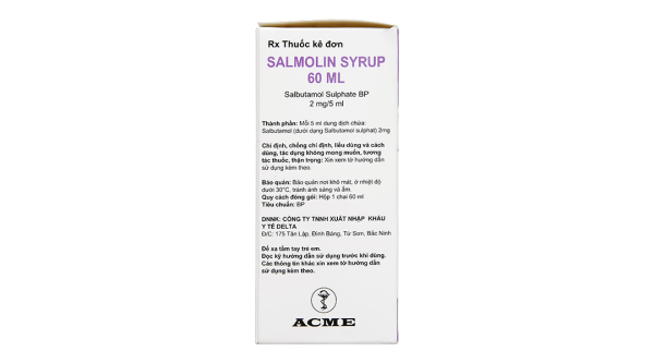 Salmolin Syrup 2mg/5ml trị bệnh hen, co thắt phế quản chai 60ml