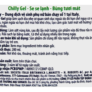 Dung dịch vệ sinh phụ nữ Chilly Gel se se lạnh, bùng tươi mát chai 200ml