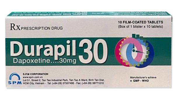 Durapil 30mg điều trị các trường hợp xuất tinh sớm ở nam giới (1 vỉ x 10 viên)