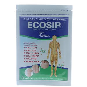 Cao dán thảo dược Ecosip (7,5cm x 10cm) giảm đau cơ xương khớp gói 5 miếng
