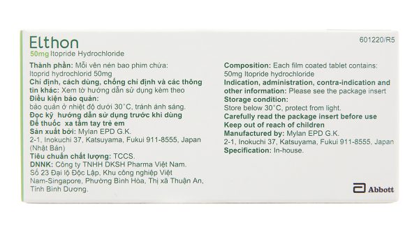 Elthon 50mg trị triệu chứng trong viêm dạ dày mạn (2 vỉ x 10 viên)