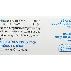 Eltium 50 trị triệu chứng viêm dạ dày mãn tính (5 vỉ x 10 viên)