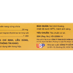 Esomeprazol 20-US trị trào ngược dạ dày, thực quản (3 vỉ x 10 viên)