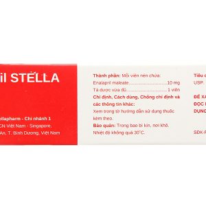 Enalapril Stella 10mg trị tăng huyết áp, suy tim sung huyết (3 vỉ x 10 viên)