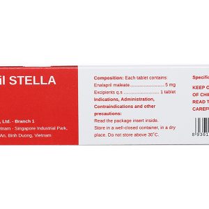 Enalapril Stella 5mg trị tăng huyết áp, suy tim (3 vỉ x 10 viên)