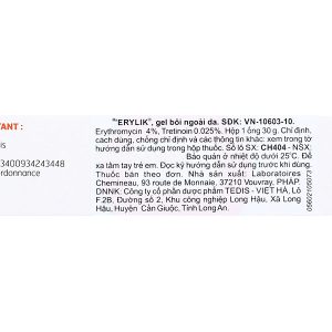 Gel bôi Erylik trị mụn trứng cá tuýp 30g