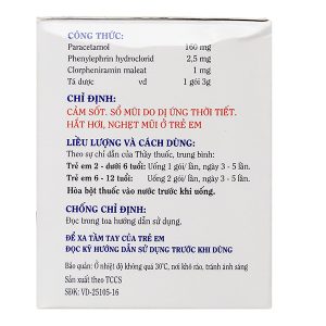 Thuốc bột Euquimol trị cảm sốt, sổ mũi do dị ứng thời tiết (30 gói x 3g)