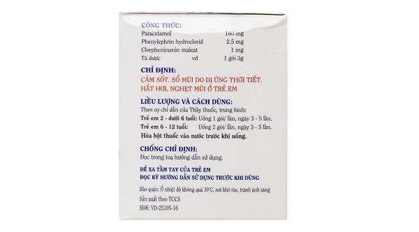 Thuốc bột Euquimol trị cảm sốt, sổ mũi do dị ứng thời tiết (30 gói x 3g)