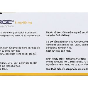 Exforge 5mg/80mg trị tăng huyết áp vô căn (2 vỉ x 14 viên)