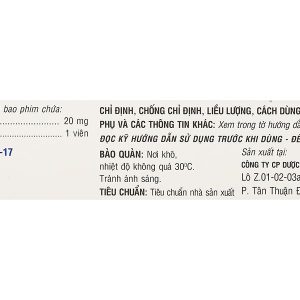 Fasthan 20mg trị rối loạn lipid máu, dự phòng biến cố tim mạch (3 vỉ x 10 viên)