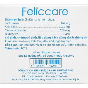 Feliccare phòng và trị thiếu máu tổng quát (10 vỉ x 10 viên)