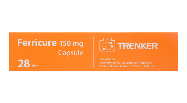 Ferricure 150mg Capsule trị tình trạng thiếu hụt sắt, thiếu máu do sắt (2 vỉ x 14 viên)