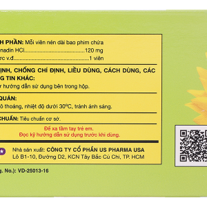 Fexofenadin 120-HV giảm triệu chứng của bệnh viêm mũi dị ứng (10 vỉ x 10 viên)