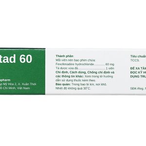 Fexostad 60 trị triệu chứng viêm mũi dị ứng, mày đay (1 vỉ x 10 viên)