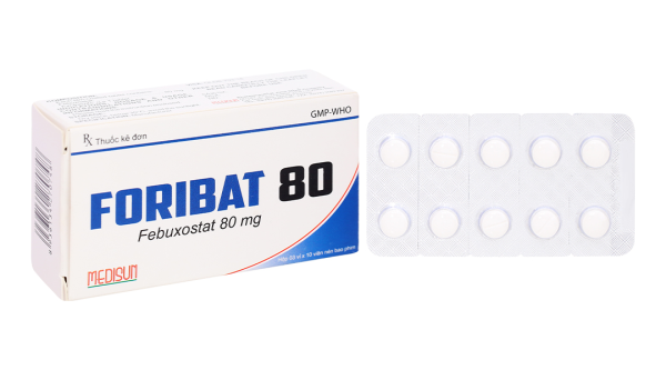 Foribat 80 trị gout do tăng acid uric huyết mạn tính (3 vỉ x 10 viên)