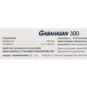 Gabahasan 300 trị động kinh, đau dây thần kinh (3 vỉ x 10 viên)