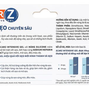 Gel ScarZ Intensive giúp giảm sẹo, mềm sẹo, đều màu da tuýp 9g