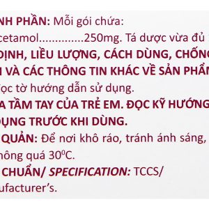 Bột pha hỗn dịch uống Glotadol 250 giảm đau, hạ sốt do cảm cúm (20 gói x 2.5g)