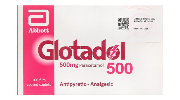 Glotadol 500 hạ sốt, giảm các cơn đau từ nhẹ đến vừa (10 vỉ x 10 viên)