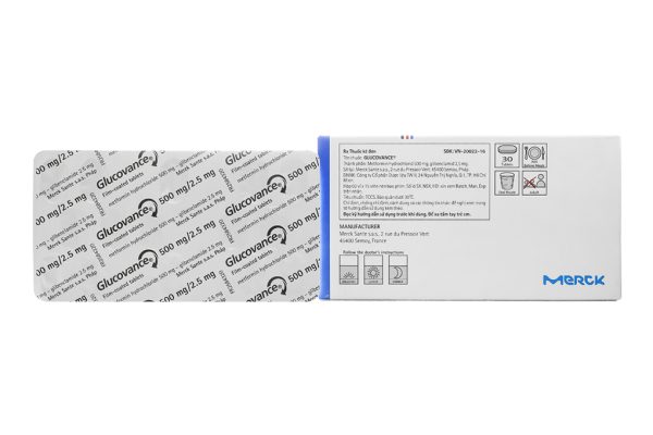 Glucovance 500mg/2.5mg trị đái tháo đường tuýp 2 (2 vỉ x 15 viên)