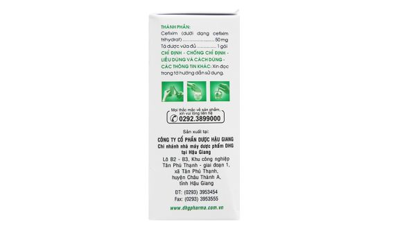 Bột pha hỗn dịch uống Hafixim 50 Kids trị nhiễm khuẩn (24 gói x 0.75g)