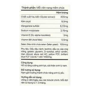 Hàu Biển OB hỗ trợ tăng cường sinh lực, cải thiện sinh lý nam hộp 30 viên