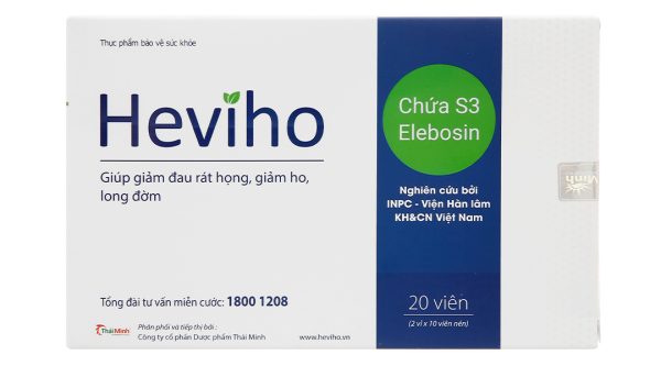Heviho hỗ trợ giảm ho, đau rát họng hộp 20 viên