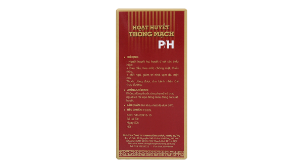 Cao lỏng Hoạt Huyết Thông Mạch P/H tăng tuần hoàn máu não, cải thiện trí nhớ chai 250ml