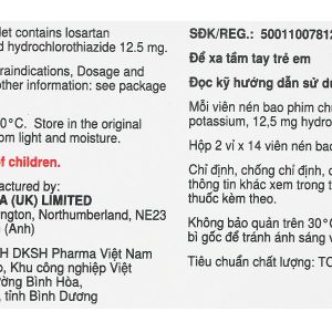 Hyzaar 50/12.5mg trị tăng huyết áp (2 vỉ x 14 viên)