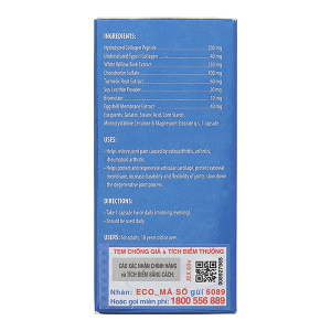 Ecogreen Jex Natural Joint Pain Relief bảo vệ, tái tạo sụn khớp chai 60 viên