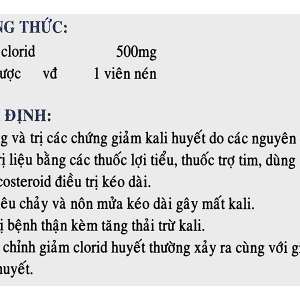 Kali Clorid Nadyphar 500mg phòng và trị triệu chứng giảm kali huyết (10 vỉ x 10 viên)