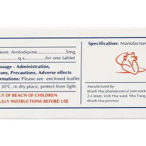 Kavasdin 5 trị tăng huyết áp, đau thắt ngực (10 vỉ x 10 viên)