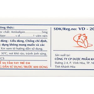 Kavasdin 5 trị tăng huyết áp, đau thắt ngực (10 vỉ x 10 viên)