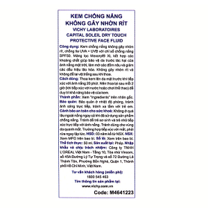 Kem chống nắng Vichy Capital Soleil Dry Touch Protective Face Fluid SPF 50 tuýp 50ml