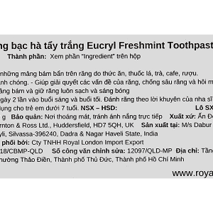 Kem đánh răng bạc hà tẩy trắng Eucryl Toothpaste ngừa sâu răng tuýp 62g